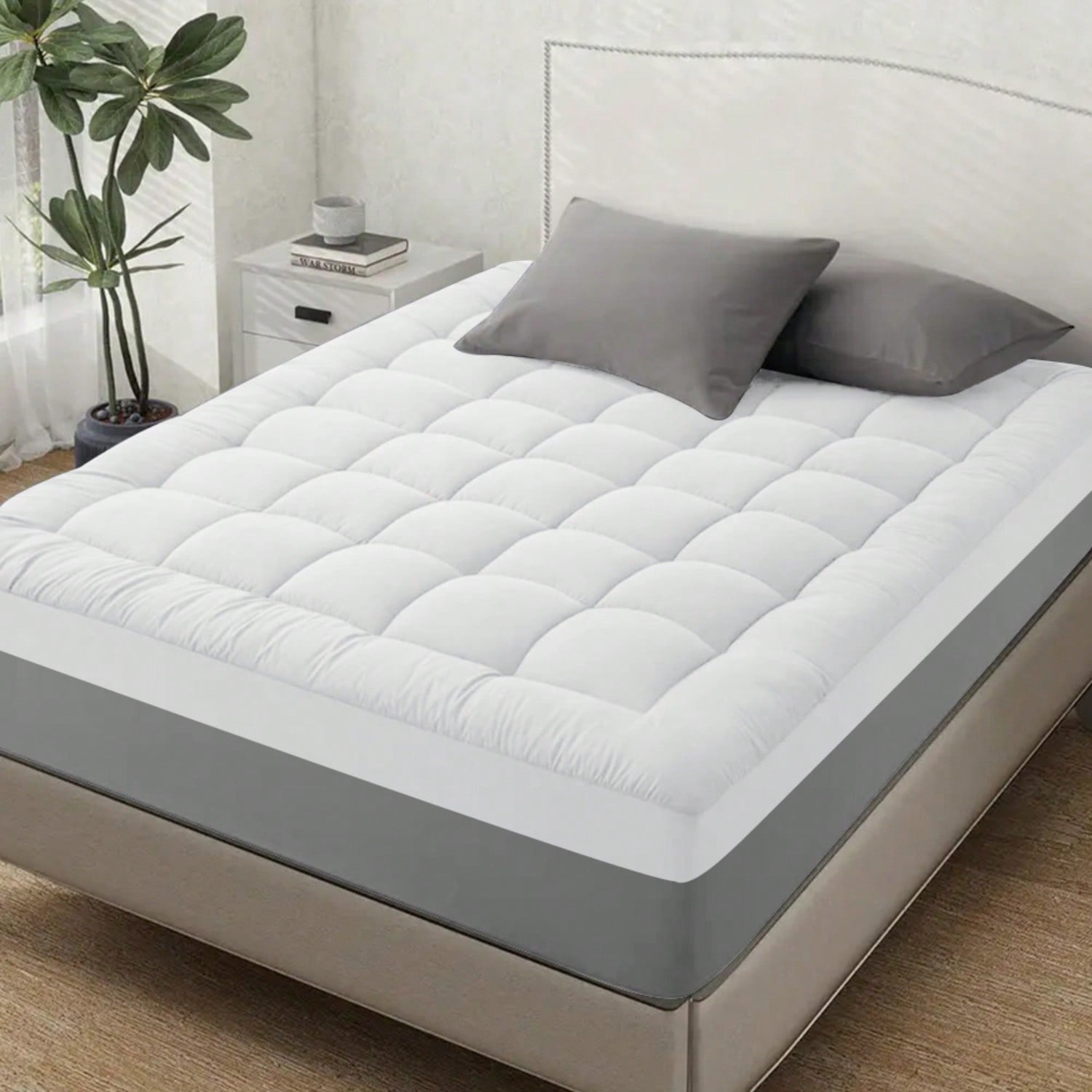 Mattress Pad Topper - Thick Quilted Mattress Pad - Ultra-Fluffy