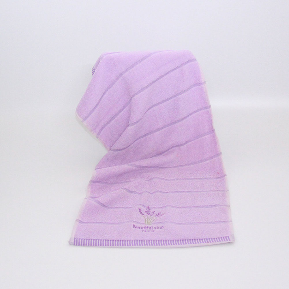 Home Textiles In Pakistan - Premium Cotton Lavender Embroidered Bath Towel