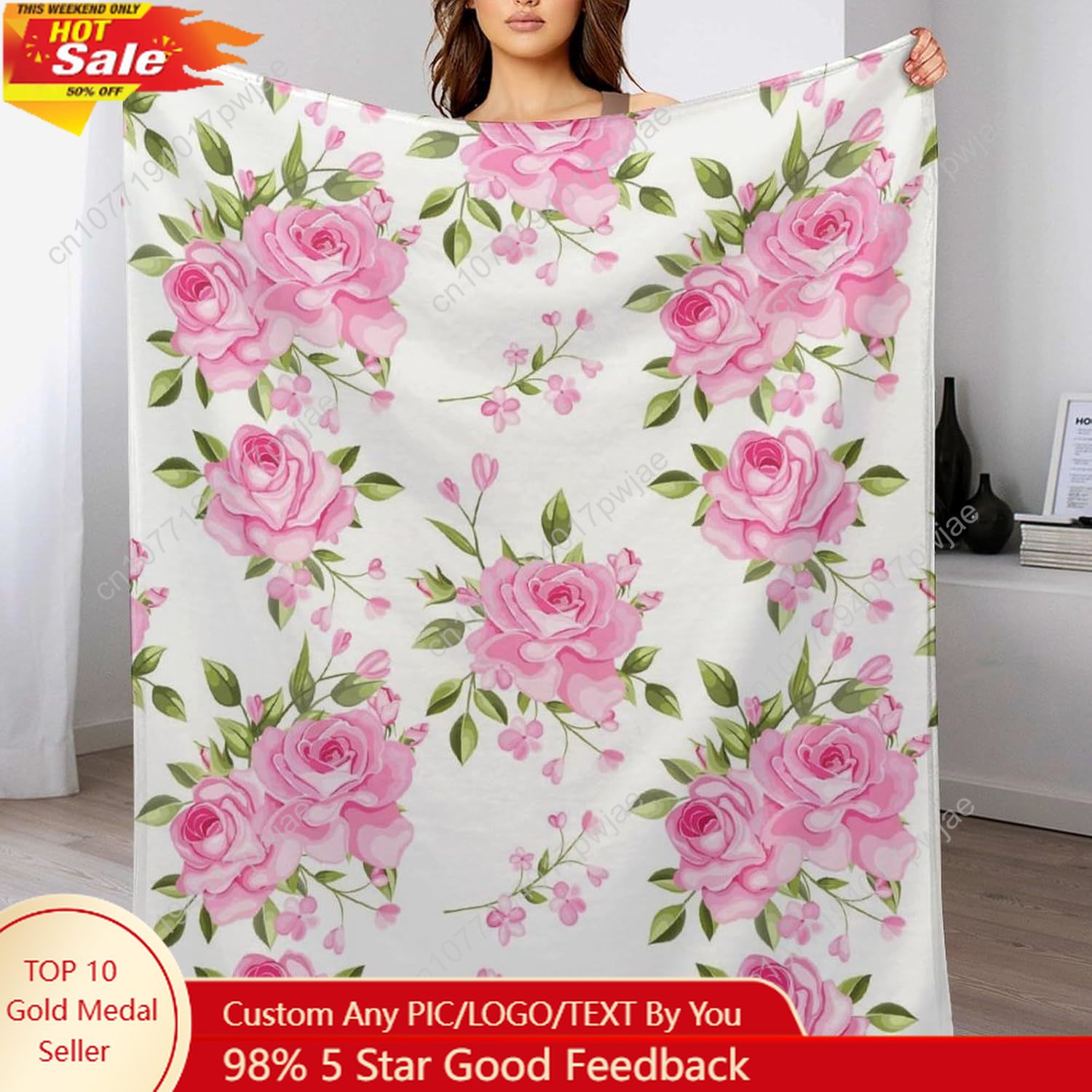 Pink Flower Throw Blanket Flor - đánh giá và giá Home Textiles & Decorations