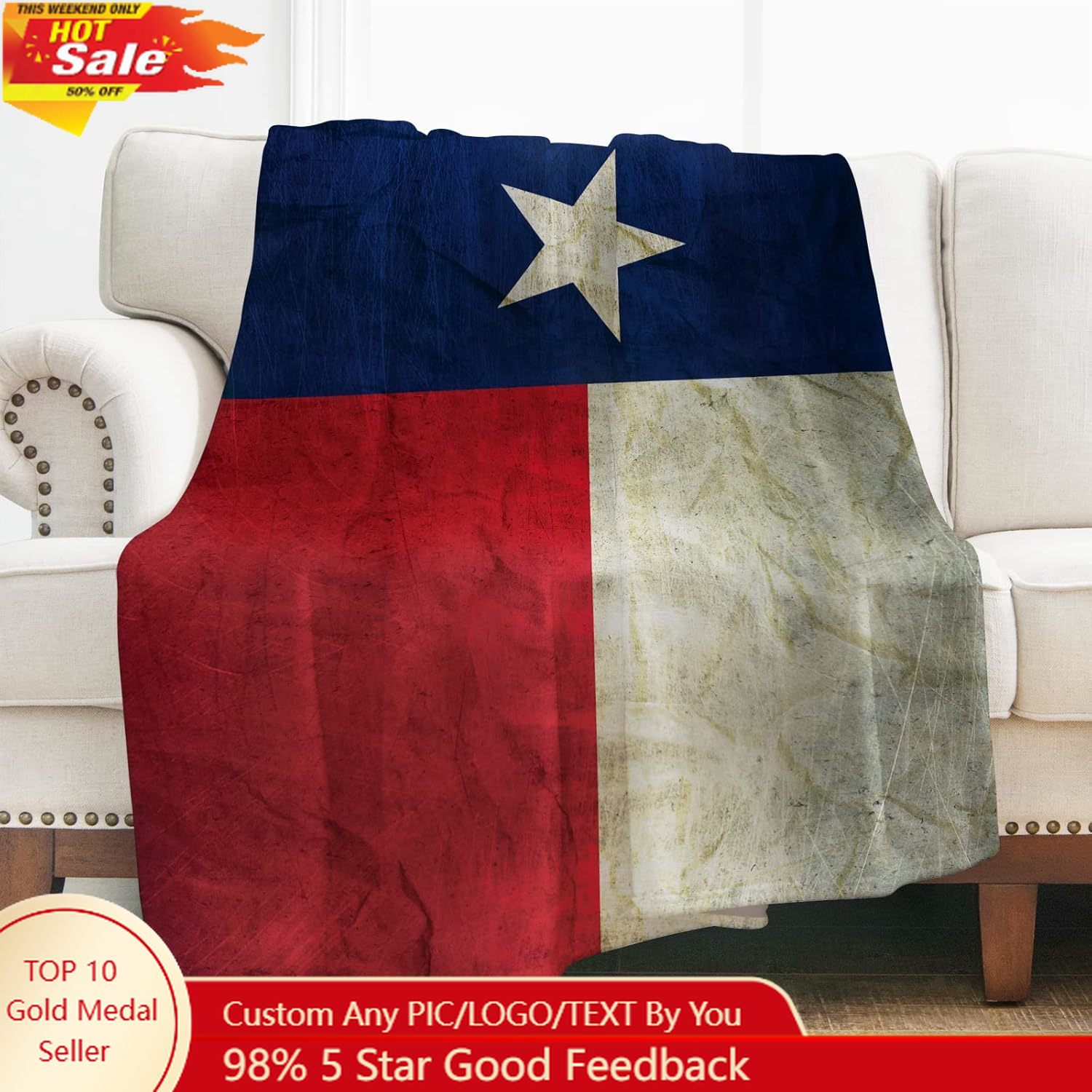 Levens Texas Flag Throw Blanke - đánh giá và giá Home Textiles & Decorations