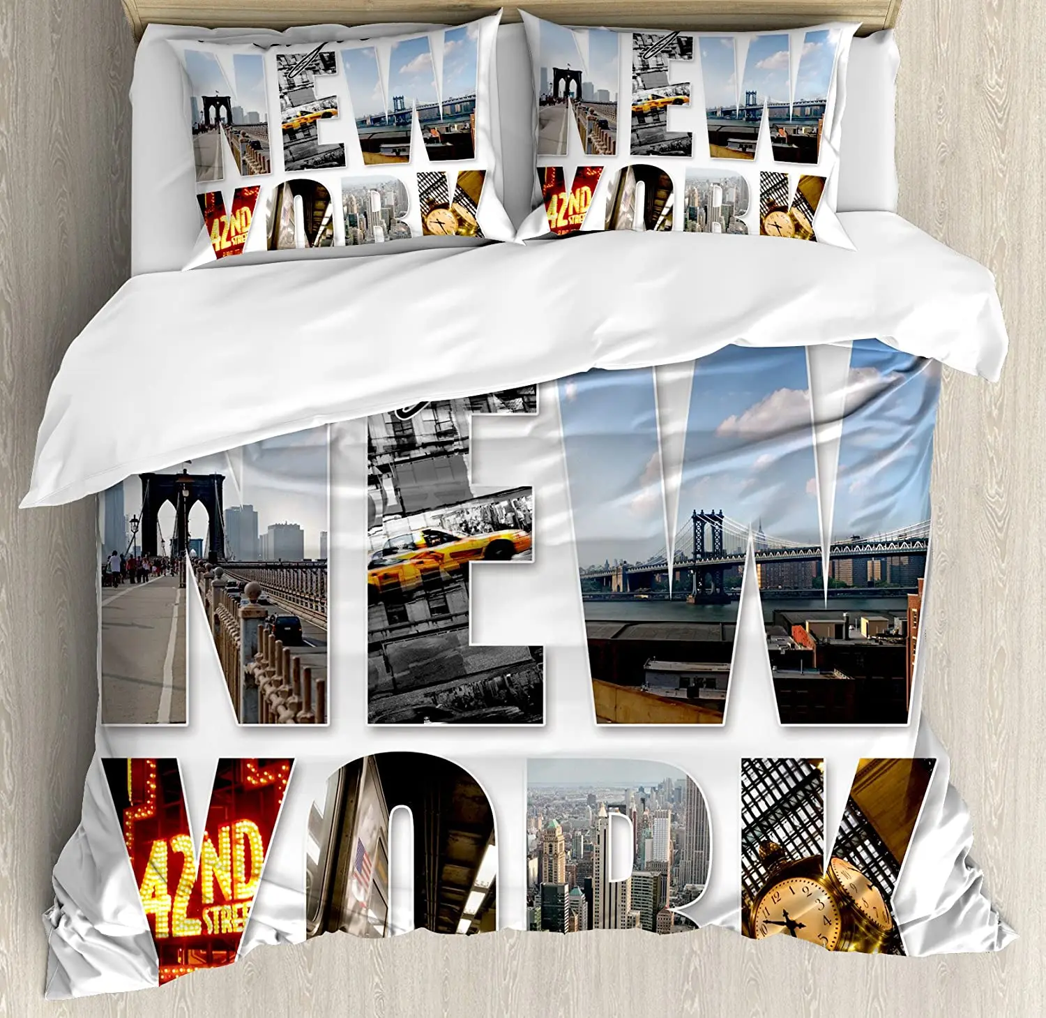 3pcs Bedding Set Grey New York - đánh giá và giá Home Textiles New York